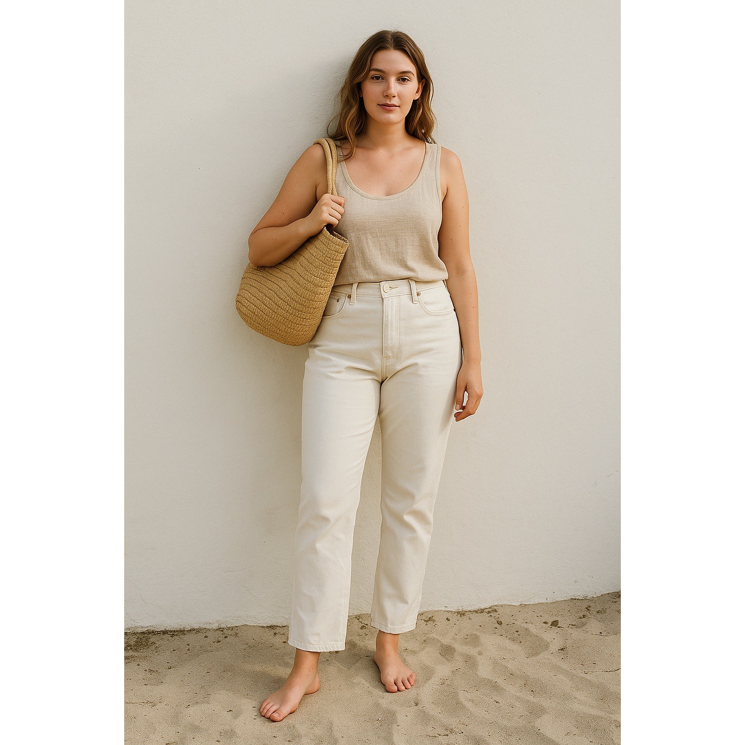 Westley Austin Linen Pants Womens 26 Button Fly High Rise Crop Off White Preppy